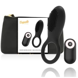 COQUETTE TOYS - COCK RING REMOTE CONTROL RECHARGEABLE BLACK/ GOLD